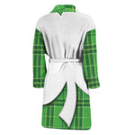 Green Shamrock Tartan Print Men's Bathrobe
