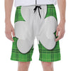 Green Shamrock Tartan Print Men's Beach Shorts