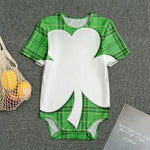 Green Shamrock Tartan Print Men's Bodysuit