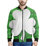 Green Shamrock Tartan Print Men's Bomber Jacket