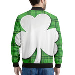 Green Shamrock Tartan Print Men's Bomber Jacket