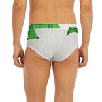 Green Shamrock Tartan Print Men's Briefs