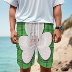Green Shamrock Tartan Print Men's Cargo Shorts