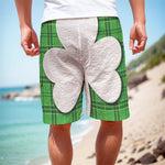 Green Shamrock Tartan Print Men's Cargo Shorts