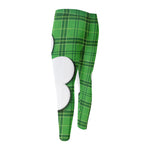 Green Shamrock Tartan Print Men's Compression Pants