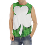 Green Shamrock Tartan Print Men's Fitness Tank Top