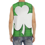 Green Shamrock Tartan Print Men's Fitness Tank Top