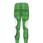 Green Shamrock Tartan Print Men's leggings