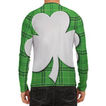 Green Shamrock Tartan Print Men's Long Sleeve Rash Guard