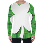 Green Shamrock Tartan Print Men's Long Sleeve T-Shirt