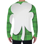 Green Shamrock Tartan Print Men's Long Sleeve T-Shirt