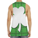 Green Shamrock Tartan Print Men's Muscle Tank Top