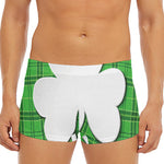 Green Shamrock Tartan Print Men's Short Boxer Briefs