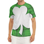 Green Shamrock Tartan Print Men's Short Sleeve Rash Guard