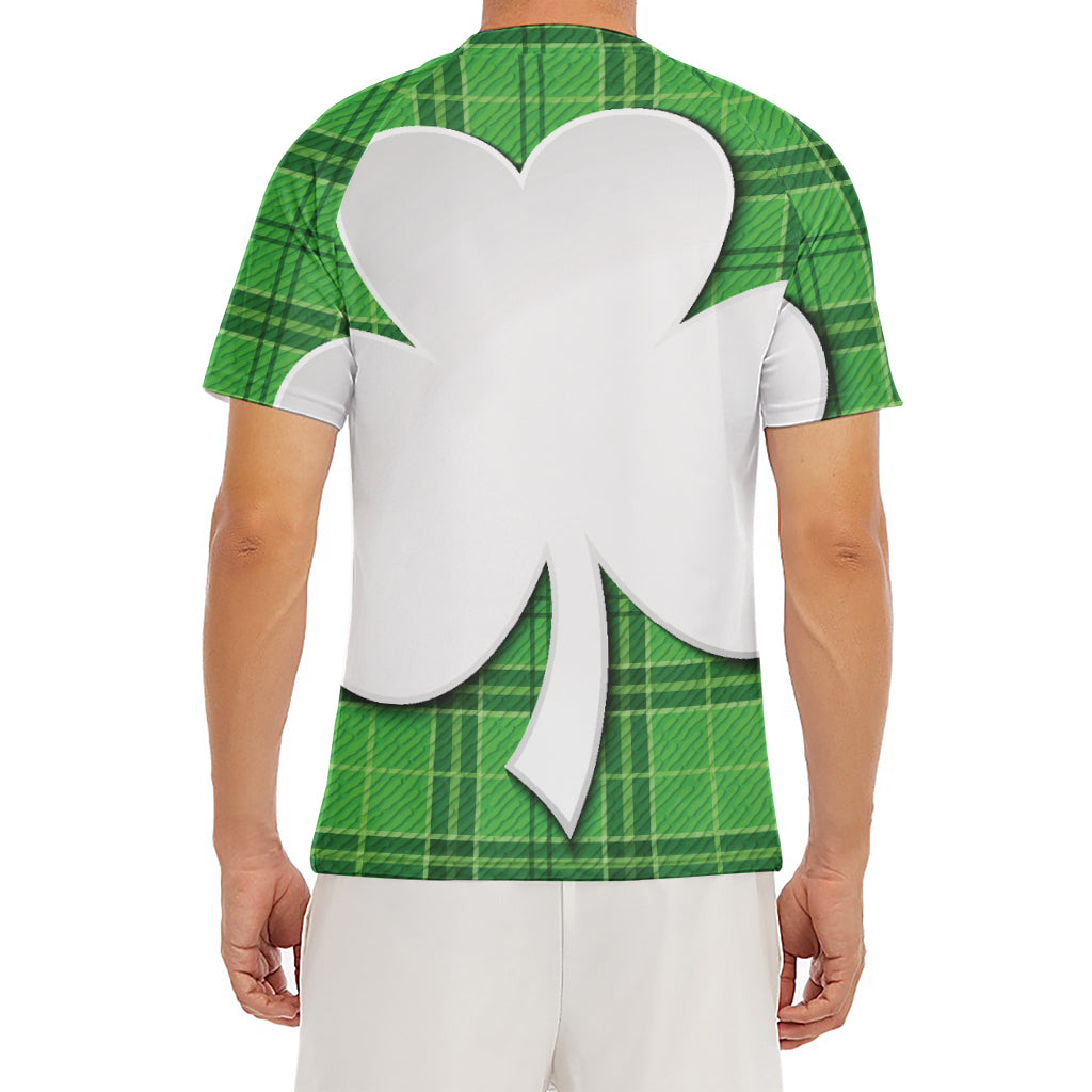 Green Shamrock Tartan Print Men's Short Sleeve Rash Guard