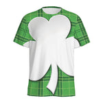 Green Shamrock Tartan Print Men's Sports T-Shirt