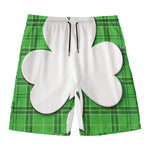 Green Shamrock Tartan Print Men's Swim Trunks