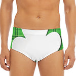 Green Shamrock Tartan Print Men's Triangle Swim Briefs