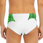 Green Shamrock Tartan Print Men's Triangle Swim Briefs