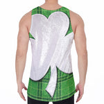 Green Shamrock Tartan Print Men's Velvet Tank Top