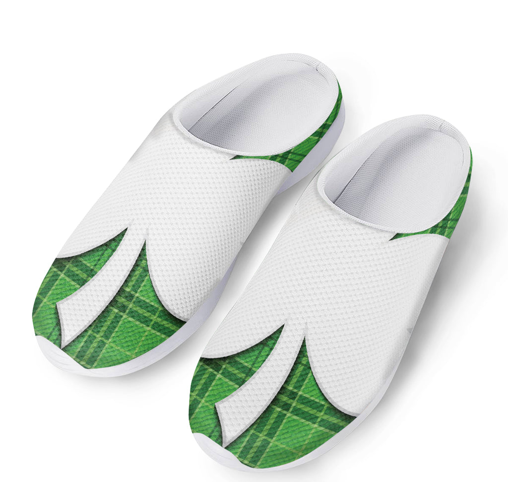 Green Shamrock Tartan Print Mesh Casual Shoes