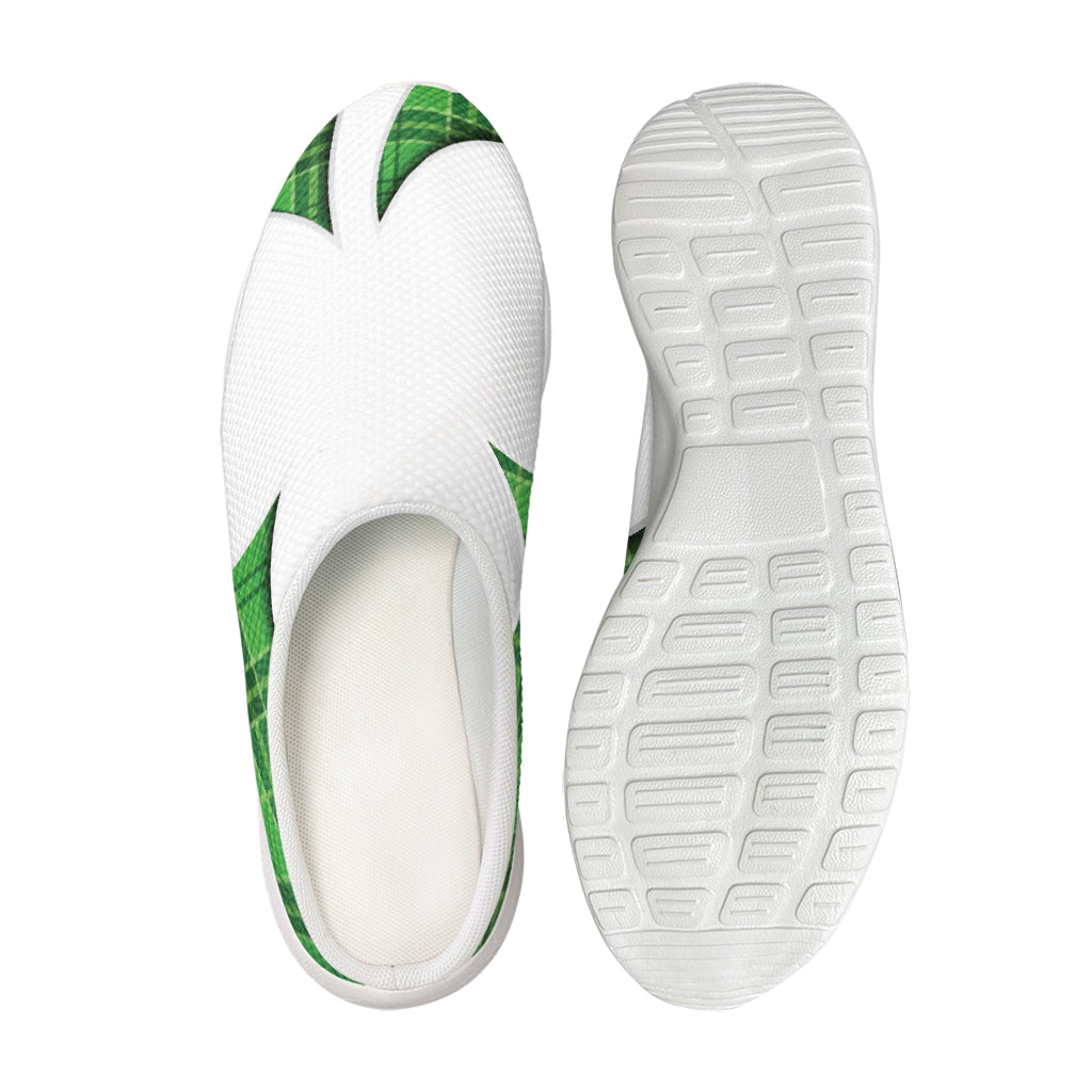Green Shamrock Tartan Print Mesh Casual Shoes