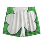 Green Shamrock Tartan Print Mesh Shorts