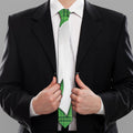 Green Shamrock Tartan Print Necktie