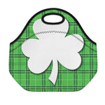 Green Shamrock Tartan Print Neoprene Lunch Bag