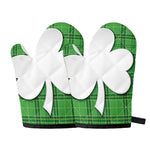 Green Shamrock Tartan Print Oven Mitts