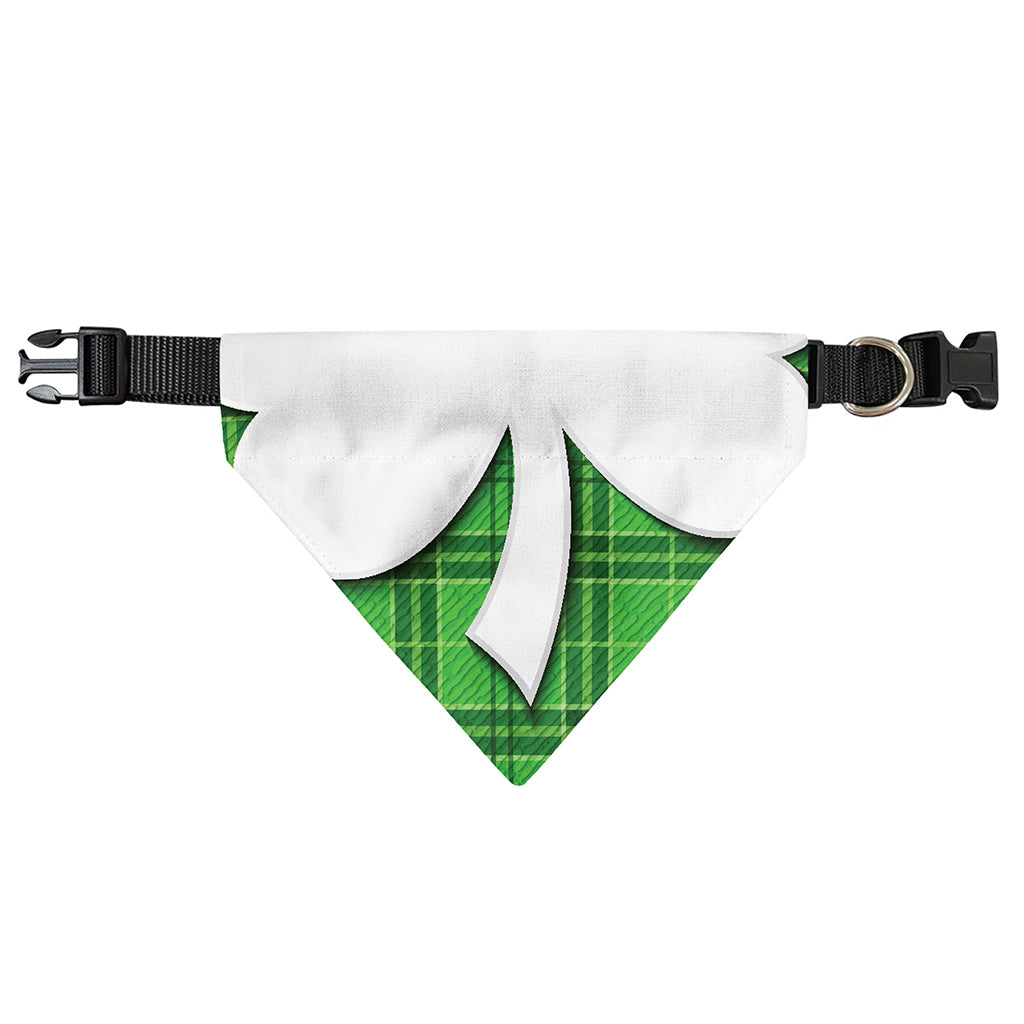 Green Shamrock Tartan Print Over The Collar Dog Bandana
