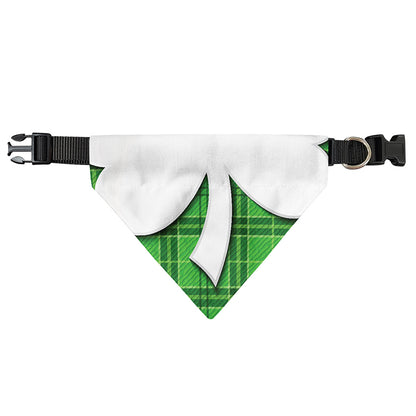 Green Shamrock Tartan Print Over The Collar Dog Bandana