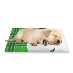 Green Shamrock Tartan Print Pet Cooling Mat Cover