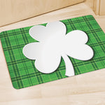 Green Shamrock Tartan Print Polyester Doormat