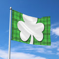 Green Shamrock Tartan Print Polyester Flag