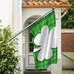 Green Shamrock Tartan Print Polyester Flag
