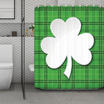 Green Shamrock Tartan Print Polyester Shower Curtain