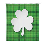 Green Shamrock Tartan Print Polyester Shower Curtain