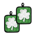 Green Shamrock Tartan Print Pot Holders