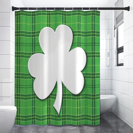 Green Shamrock Tartan Print Premium Shower Curtain