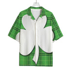 Green Shamrock Tartan Print Rayon Hawaiian Shirt