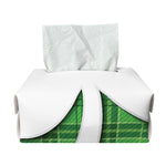 Green Shamrock Tartan Print Rectangle Tissue Box Cover