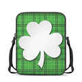 Green Shamrock Tartan Print Rectangular Crossbody Bag