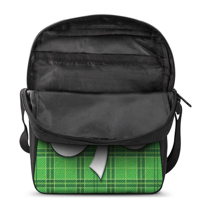 Green Shamrock Tartan Print Rectangular Crossbody Bag