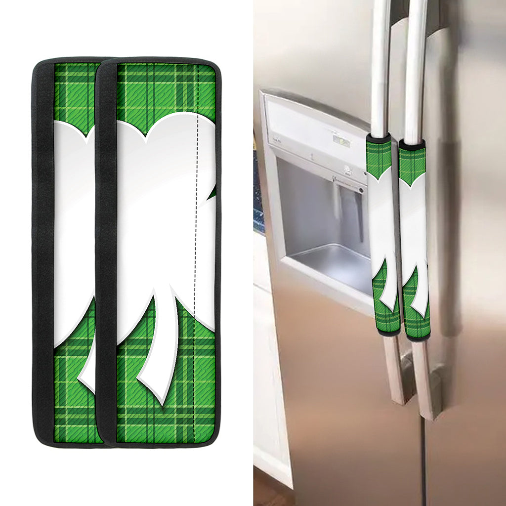 Green Shamrock Tartan Print Refrigerator Handle Covers