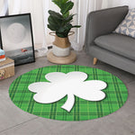 Green Shamrock Tartan Print Round Rug