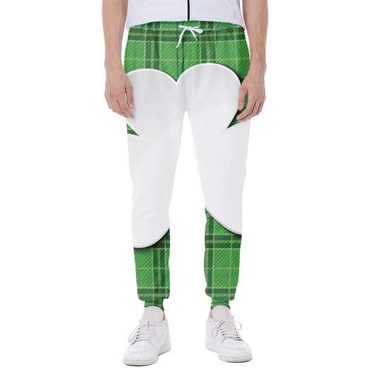 Green Shamrock Tartan Print Scuba Joggers