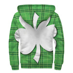 Green Shamrock Tartan Print Sherpa Lined Zip Up Hoodie