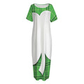 Green Shamrock Tartan Print Short Sleeve Long Nightdress