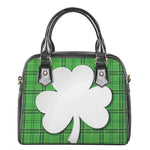 Green Shamrock Tartan Print Shoulder Handbag
